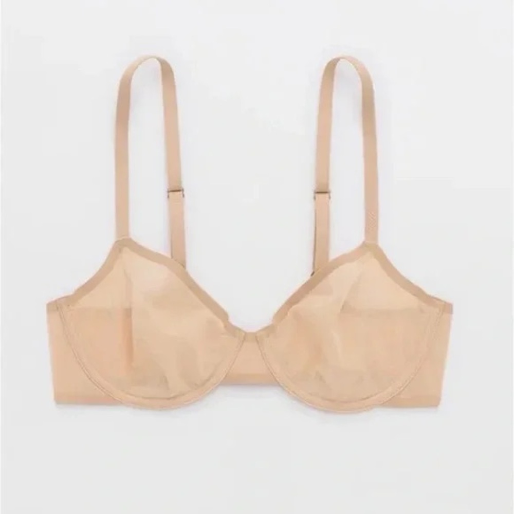 Aerie Smoothez Balconette Mesh Beige Underwire Bra